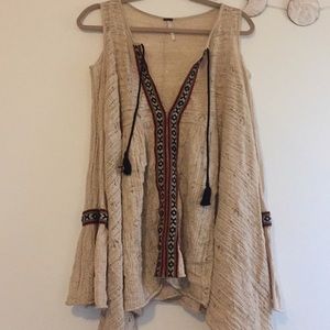 {Free People} cold shoulder embroidered tunic